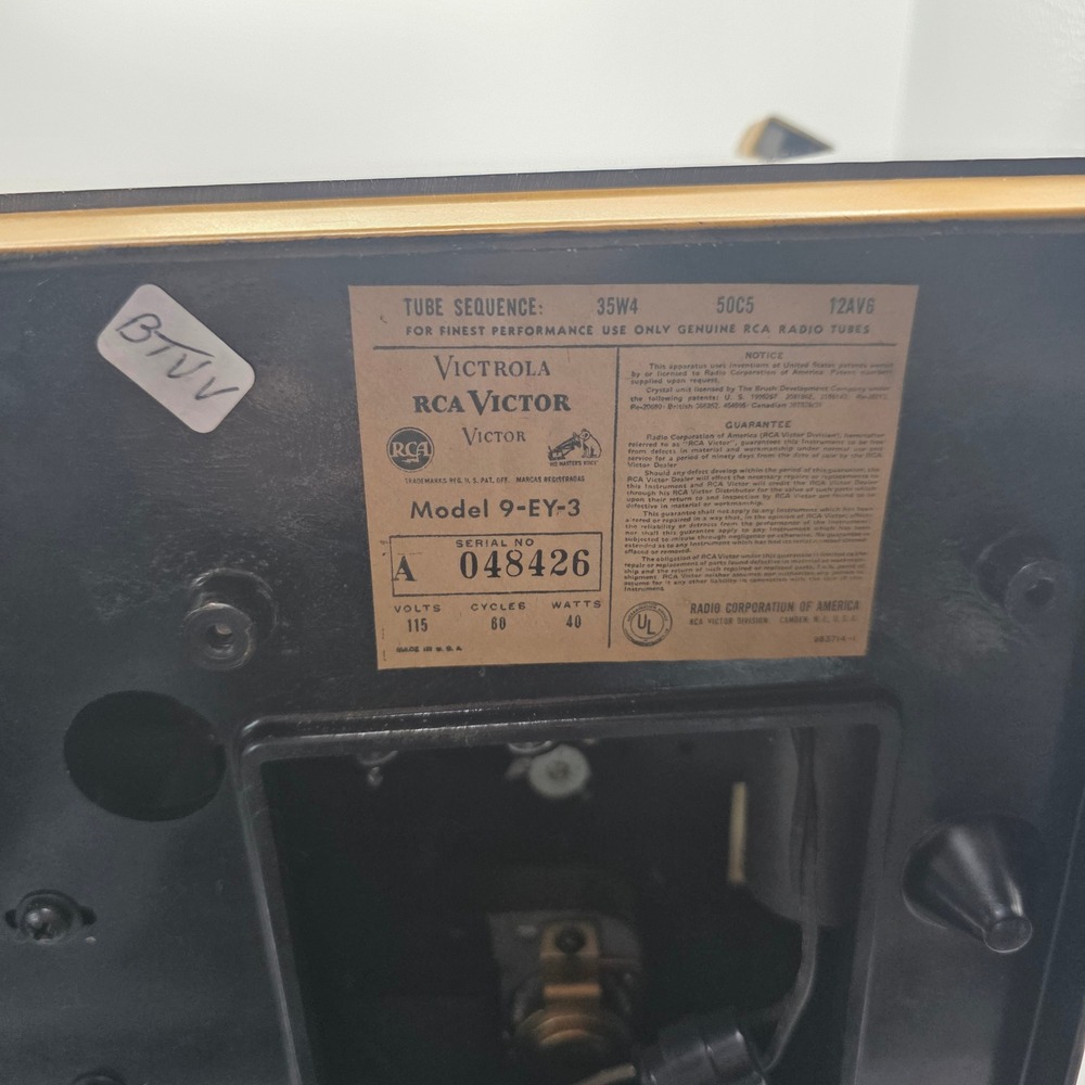 1949 RCA Victor 9-EY-3 45 RPM Record Player Bakelite Phonograph Untested - Picture 7 of 8